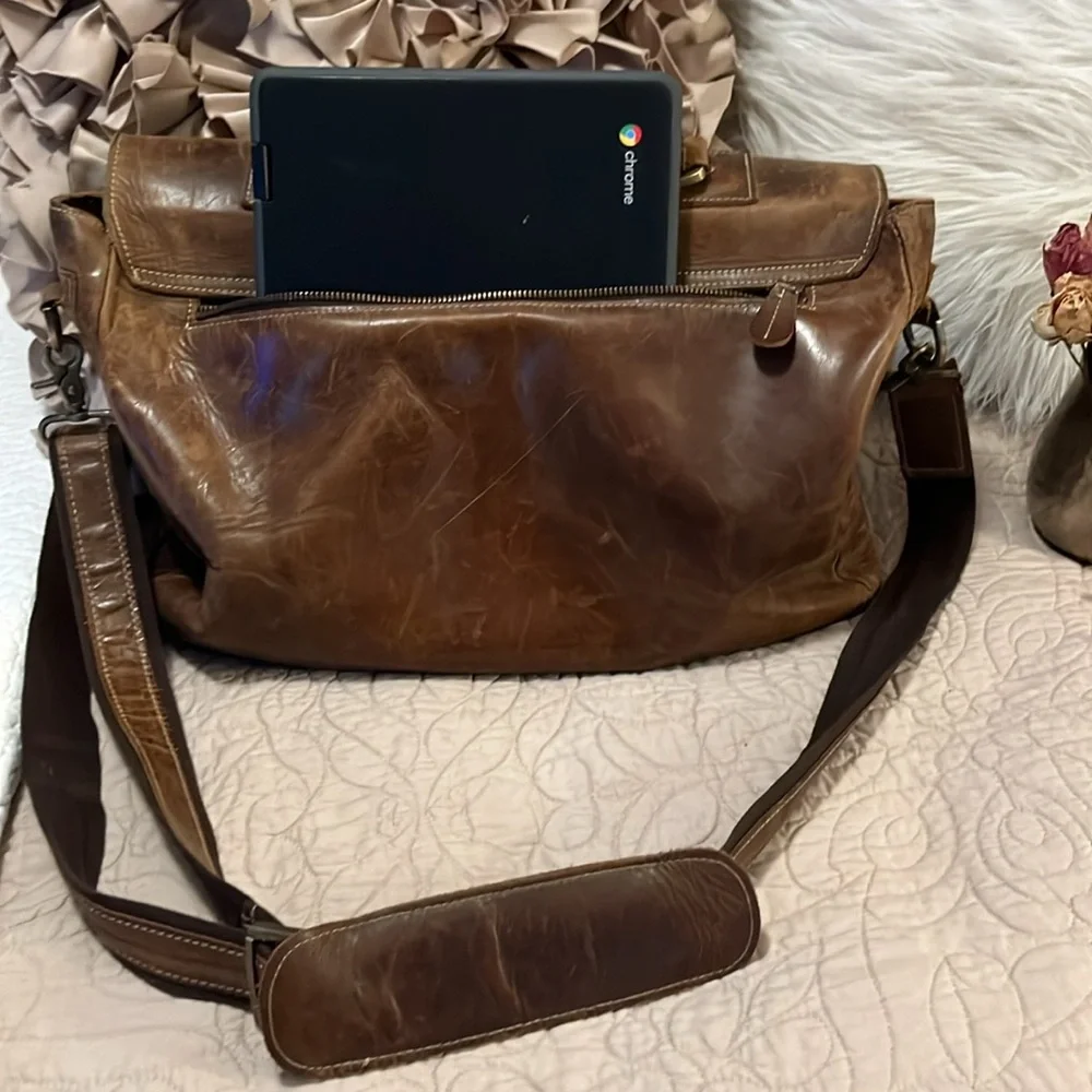 SMRITI Vintage Distressed Brown Leather Crossbody Shoulder Messenger Bag